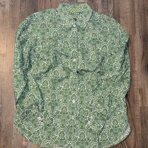 Talbots Green and White Men's Casual Shirt